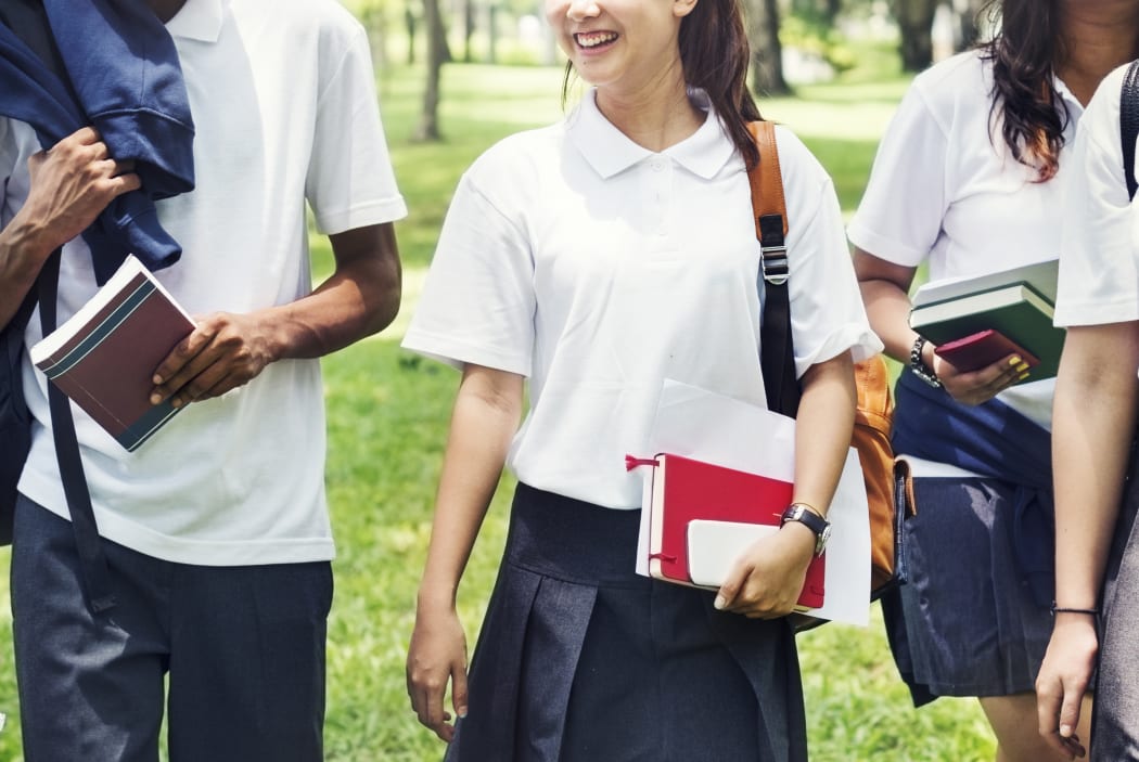 High school students on their way home, teenagers.