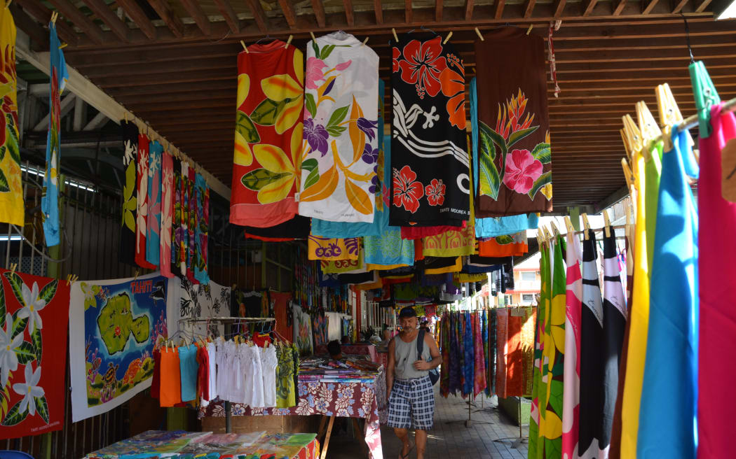 220414. Photo RNZ. French Polynesia. Tahiti, Papeete, textiles, pareu
