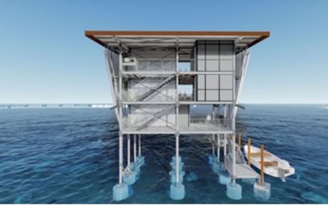 The new aluminium Judges Tower artists impression in Teahupoo.