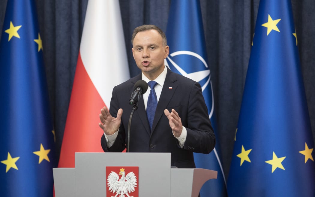 President of Poland Andrzej Duda seen during Polish National Security Council in response to shells explosion in Przewodow village in Lubelskie voivodeship in Warsaw on 16 November, 2022.
