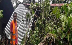 Destruction caused by severe tropical cyclone Lola from Merelava Island in Torba province.
