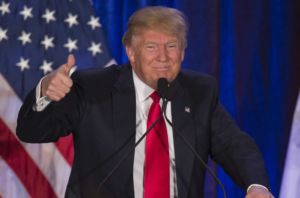 Republican presidential candidate Donald Trump speaks after finishing second in the Iowa Caucus in West Des Moines, Iowa, on 1 February 2016.