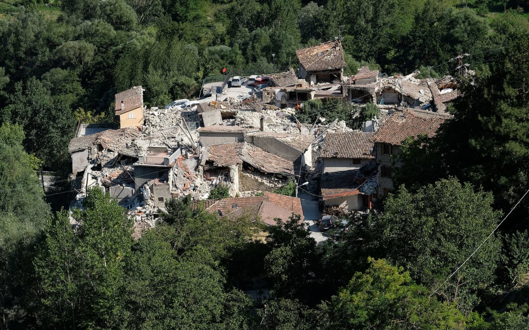 A partial view of Pescara del Tronto, a central Italian village near Amatrice.