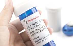 Metformin prescription bottle, metformin is used to treat diabetes.