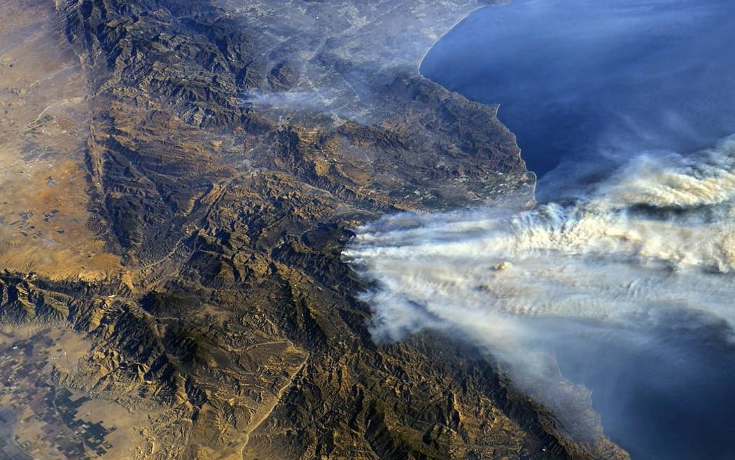 Southern California wildfires seen from the International Space Station.