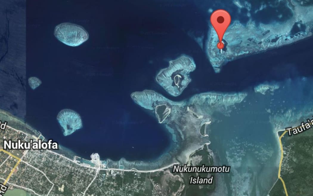 Google Satellite image marking the location of Monuafe Island in Tonga
