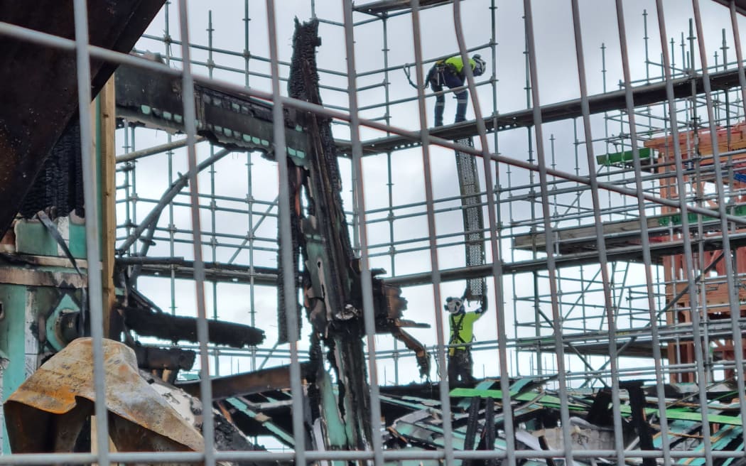 Fire damage at Kainga Ora site at Huntington Park in Auckland