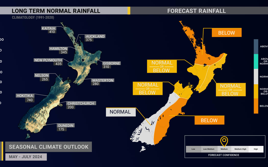 The seasonal climate outlook for May - July 2024.