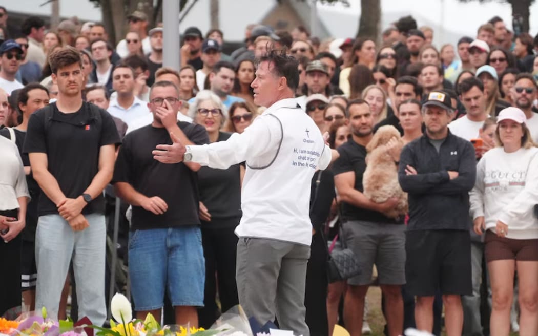 Chaplain Michael Smith spoke to the crowds gathered at Bondi.