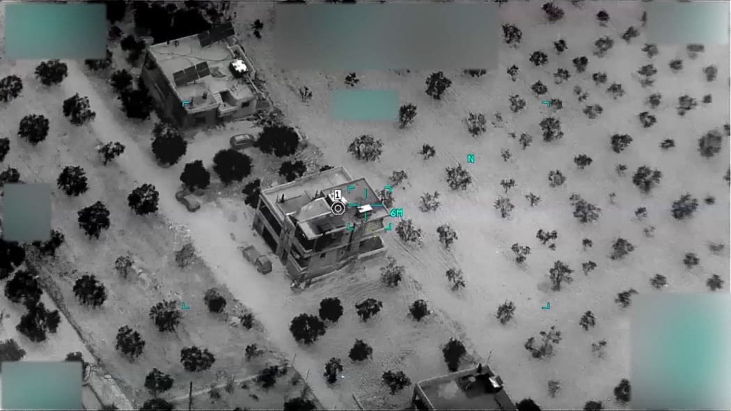Pentagon surveillance footage of IS leader Abu Ibrahim al-Hashimi Al-Qurayshi's safehouse in Syria before the US raid that led to his death. Al-Qurayshi caused the explosion killing himself and multiple family members in February 2022.