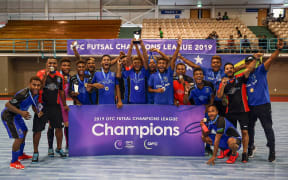 Kooline celebrate winning the first ever OFC Futsal Champions League.