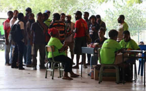 Polling area at University of PNG campus in Port Moresby during Papua New Guinea's 2017 election.