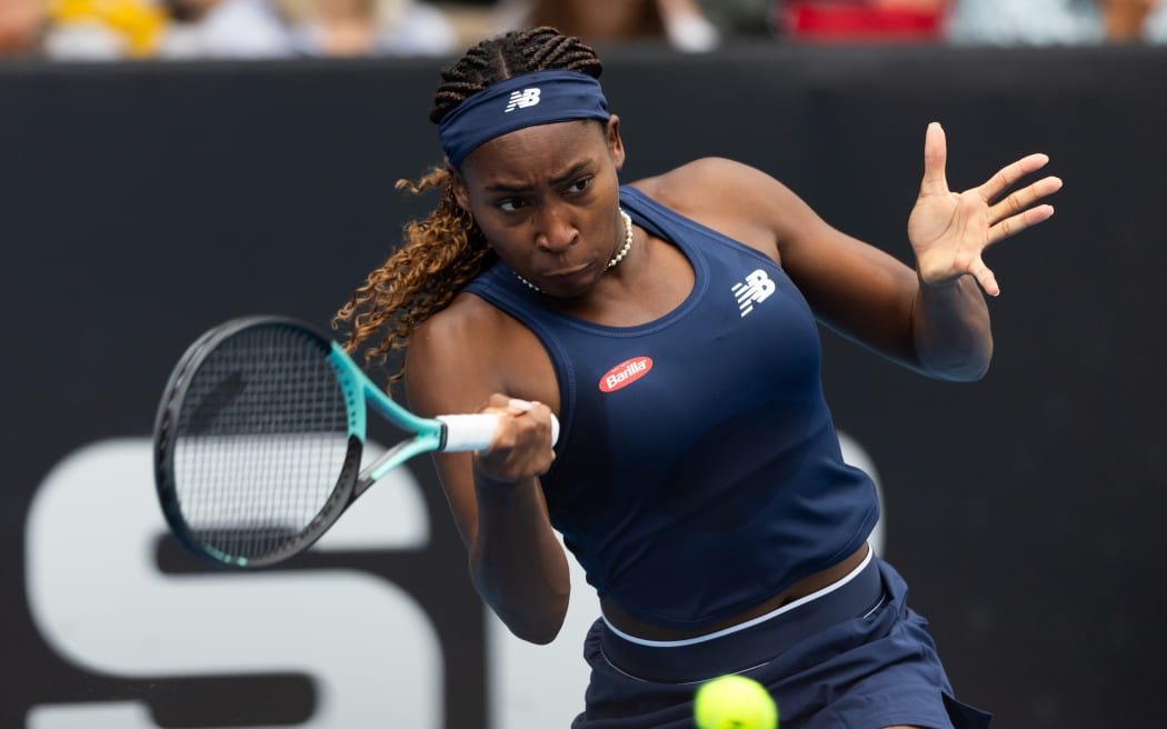 Coco Gauff of the USA in her match against Varvara Gracheva from France.
