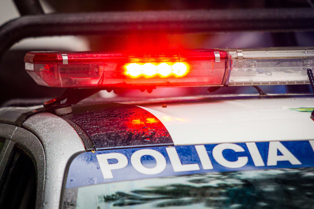 Police car with flash lights and signals