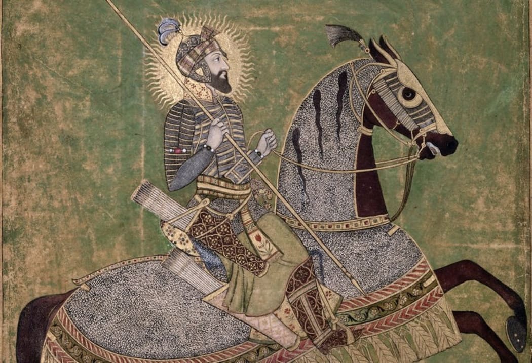 Aurangzeb Horseback | This portrait of the Mughal Emperor Aurangzeb mounted on a horse, and ready for battle, was originally produced circa 1660.