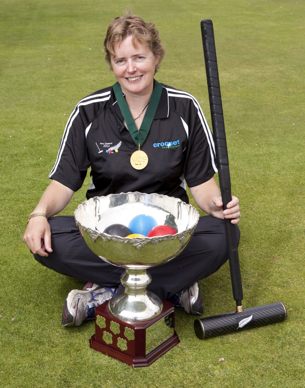 Jenny Clarke, world champion croquet player, photographed at the Union Croquet Club at Hagley park in Christchurch.