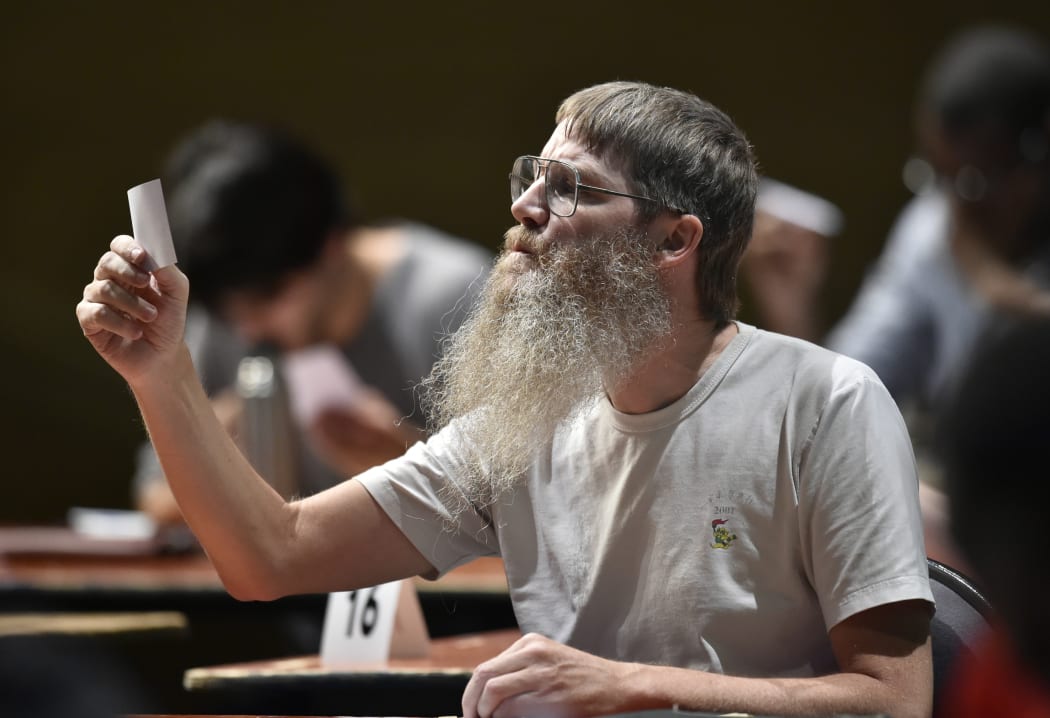 Nigel Richards competes in a category of the Francophone Scrabble World Championships in 2015.