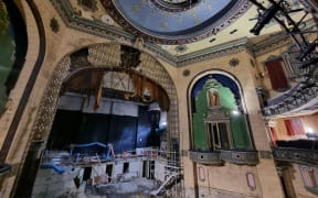 Inside the damaged St James Theatre today.
