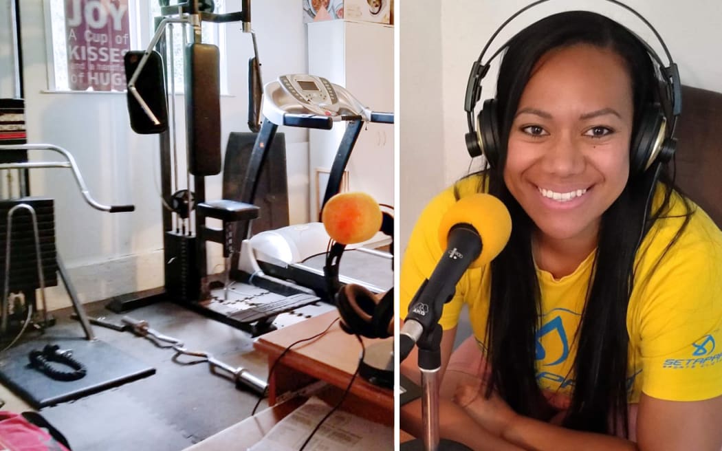 Indira Stewart broadcasts from home during the Covid-19 lockdown.