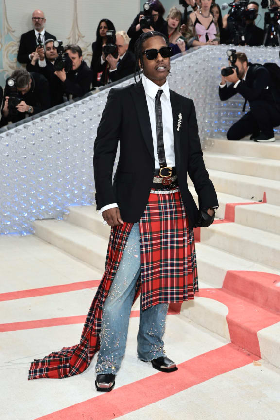 NEW YORK, NEW YORK - MAY 01: A$AP Rocky attends The 2023 Met Gala Celebrating "Karl Lagerfeld: A Line Of Beauty" at The Metropolitan Museum of Art on May 01, 2023 in New York City.   Jamie McCarthy/Getty Images/AFP (Photo by Jamie McCarthy / GETTY IMAGES NORTH AMERICA / Getty Images via AFP)