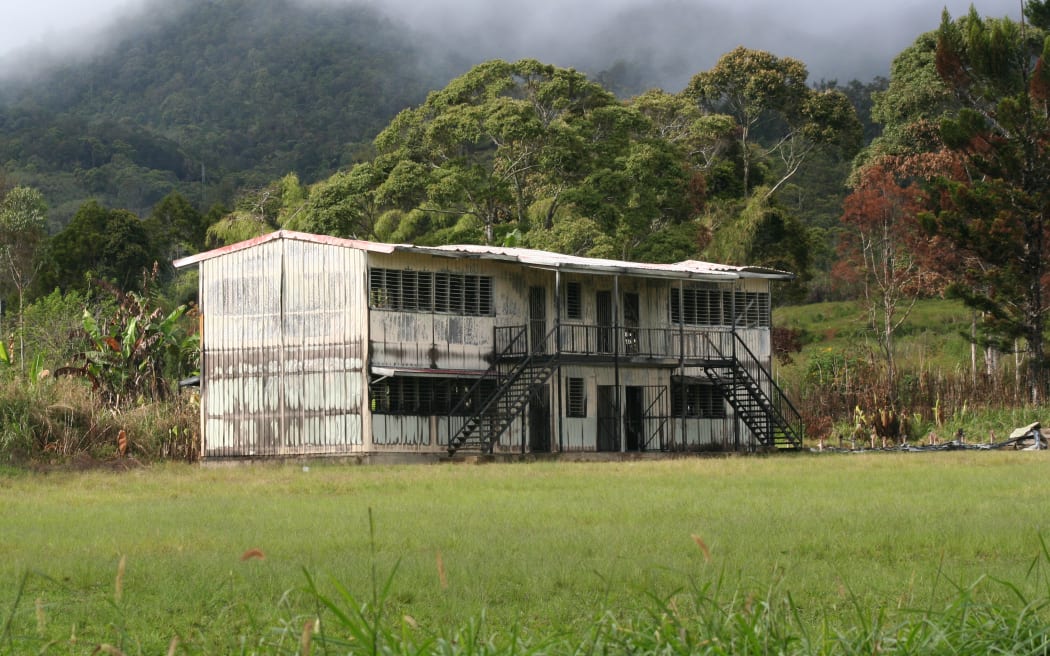 A school burnt out as a result of tribal conflict in Papua New Guinea's Hela province.