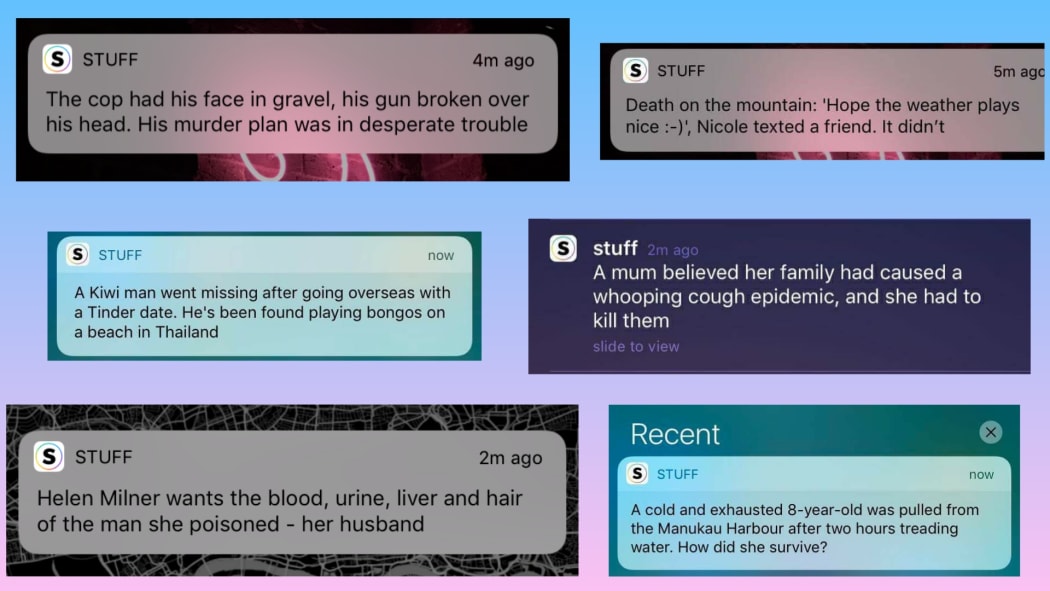 A selection of Stuff push notifications