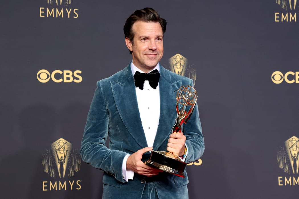 Jason Sudeikis, winner of Outstanding Lead Actor in a Comedy Series for 'Ted Lasso', poses in the press room during the 73rd Primetime Emmy Awards at L.A. LIVE on September 19, 2021 in Los Angeles, California.