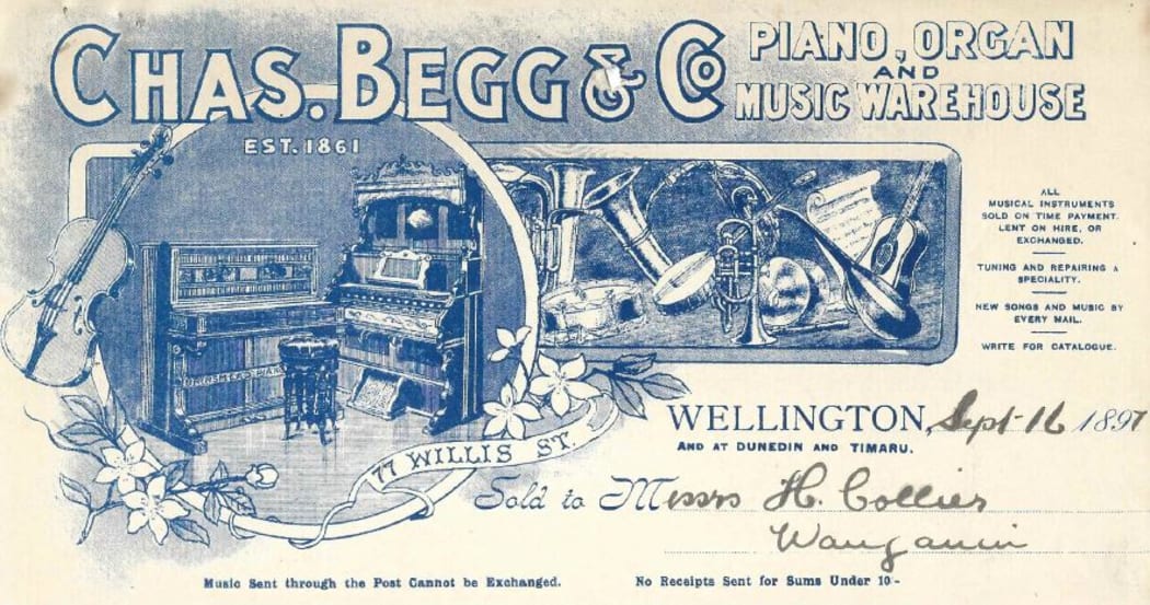 Begg's music store receipt
