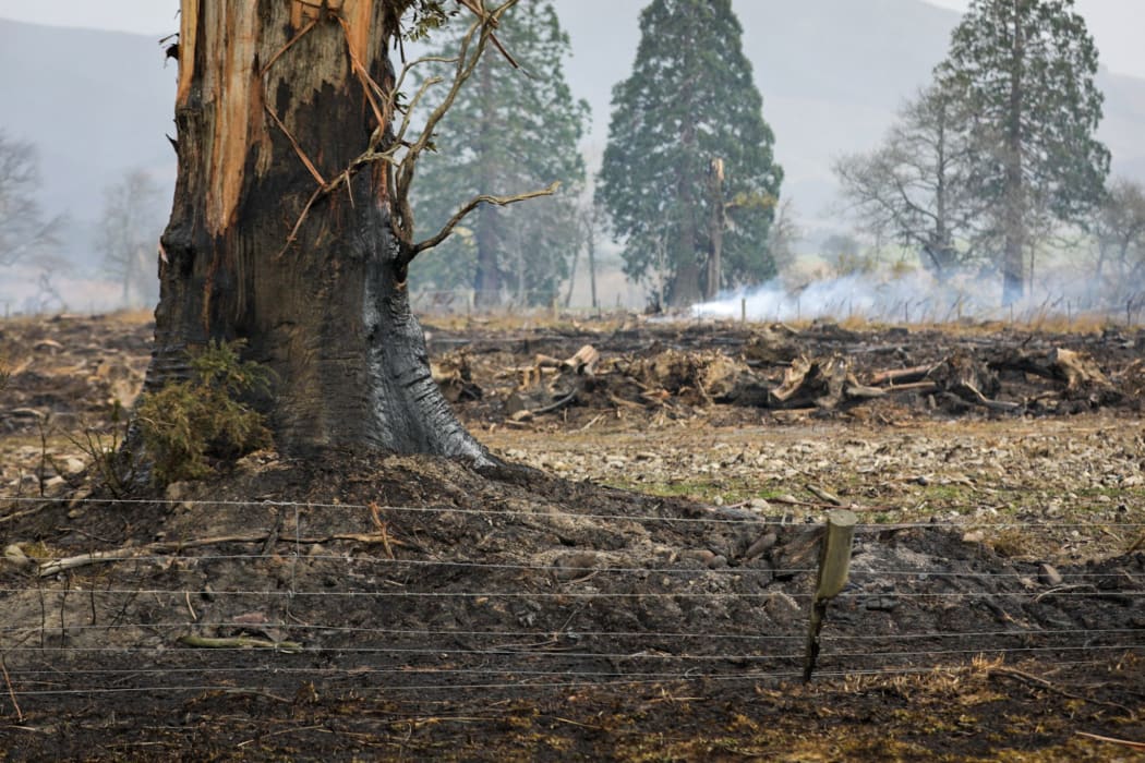 A fire fanned by strong winds at Glentui, Canterbury.