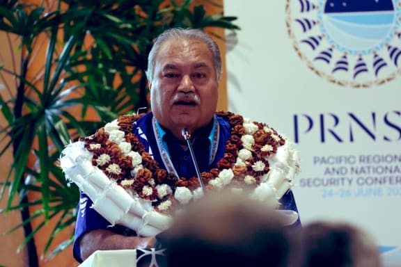 Baron Waqa speaking at the Pacific National and Regional Security Conference in Suva on Monday, 24 June.