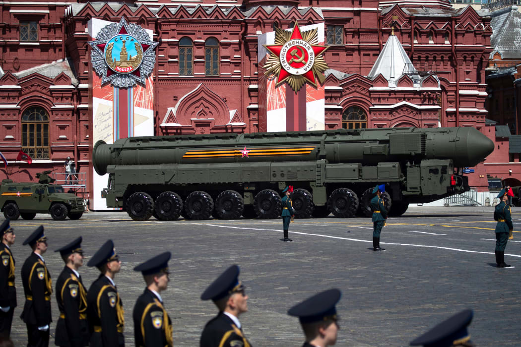 In this file photo a Russian army RS-24 Yars ballistic missile system moves through Red Square during a military parade, marking the 75th anniversary of the Soviet victory over Nazi Germany in World War Two, in Moscow on June 24, 2020.