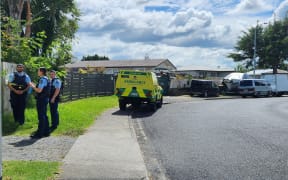 Police and paramedics at the site of an incident in Papakura, Auckland, 9 March 2026.