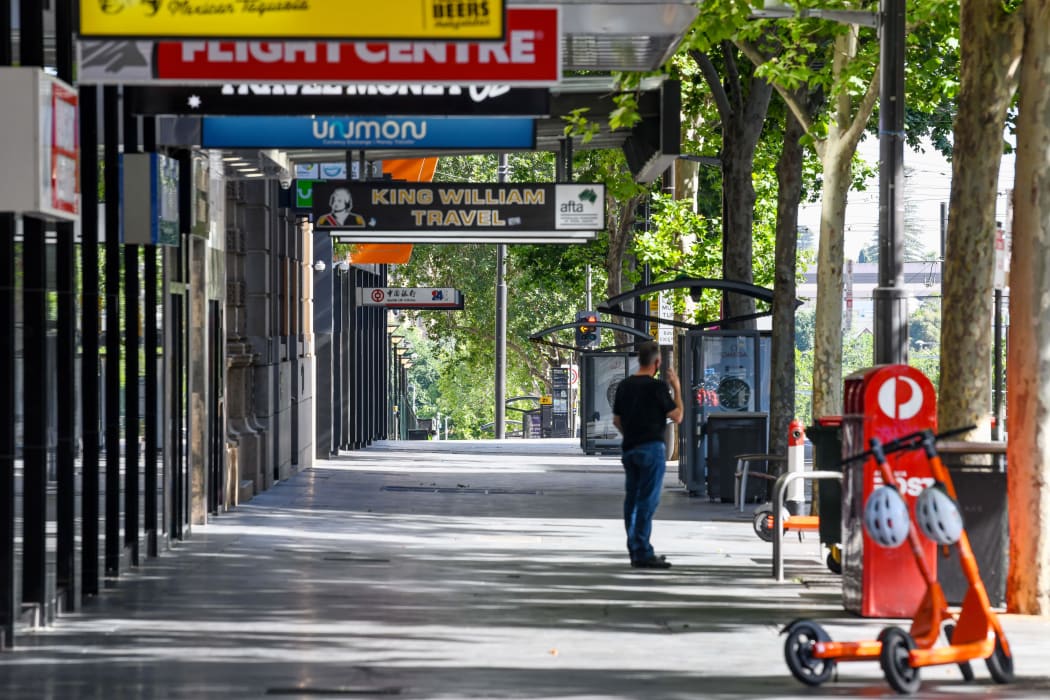 An empty street in Adelaide during day one of total lockdown across the state on November 18, 2020.