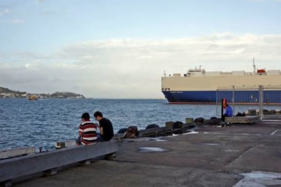 According to the protest group, this shows the harbour before the Bledisloe Wharf Extension.