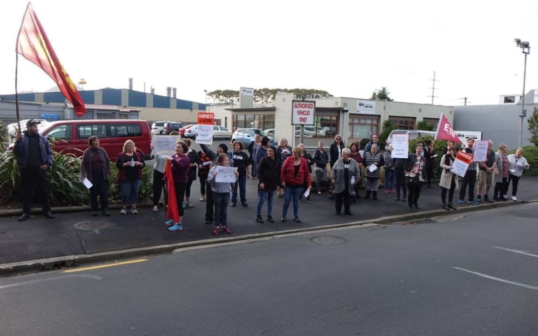 Striking disability support workers in Dunedin.