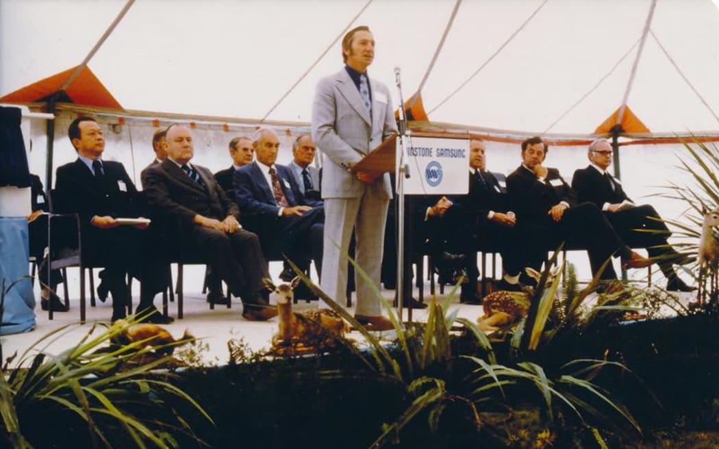 The opening of Winstone Samsung Industries Ltd Karioi Pulp Mill in 1979.