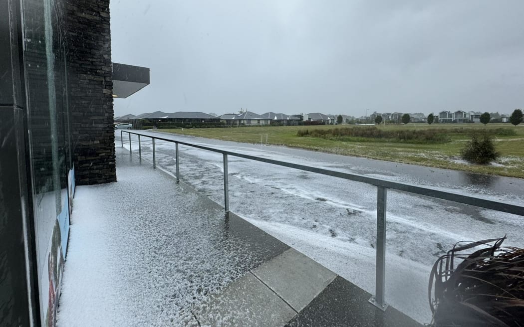 Heavy hail hit the South Island town of Kaiapoi on Tuesday.