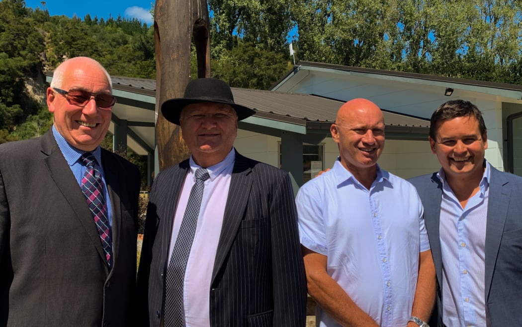 Kawerau mayor Malcom Campbell with Minister Shane Jones, Putauaki Trust General Manager John O’Brien and Industrial Symbiosis Kawerau chairman David Turner.