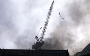 Smoke seen billowing near SkyCity convention centre where a fire has broken out.