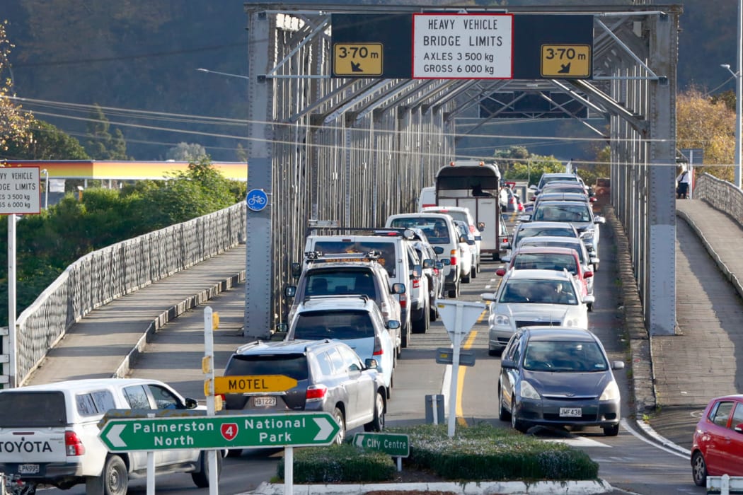Traffic congestion at the Dublin Street bridge in Whanganui.