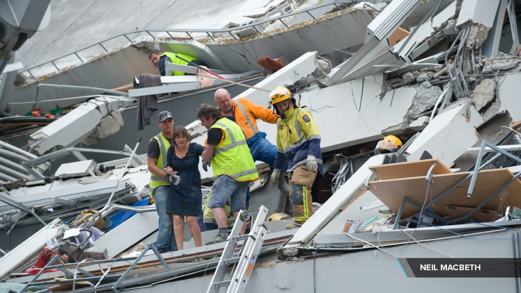 The rescue of people trapped in the Pyne Gould building after the Christchurch Feb 22 earthquake.