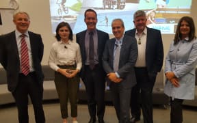 The class of 2016 at their final debate - Phil Goff, Chloe Swarbrick, Mark thomas, John Palino, David Hay, Vic Crone