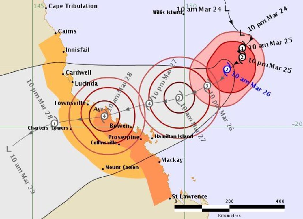 map of cyclone Debbie