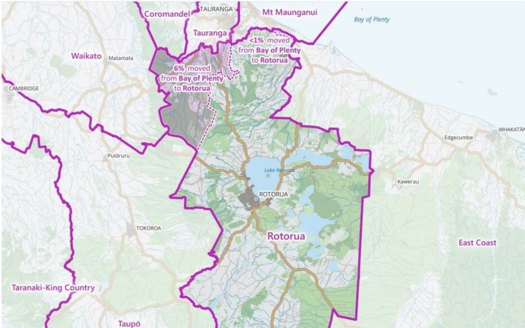 How the proposed electorate changes would affect Rotorua. Graphic / Representation Commission
