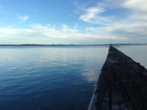 Kauri Point wharf at the northern end of the harbour.