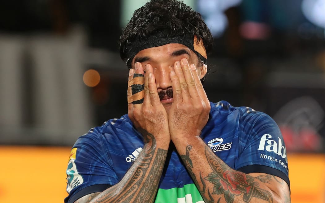 Blues replacement Marcel Renata post game. Crusaders v Blues, semifinal of the Super Rugby Pacific competition at Orangetheory Stadium, Christchurch, New Zealand on Friday 16 June 2023. Mandatory credit: www.photosport.nz