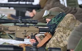 Image released by the Ukraine Ministry Defence Ministry shows Ukrainian soldiers carrying out combat training.