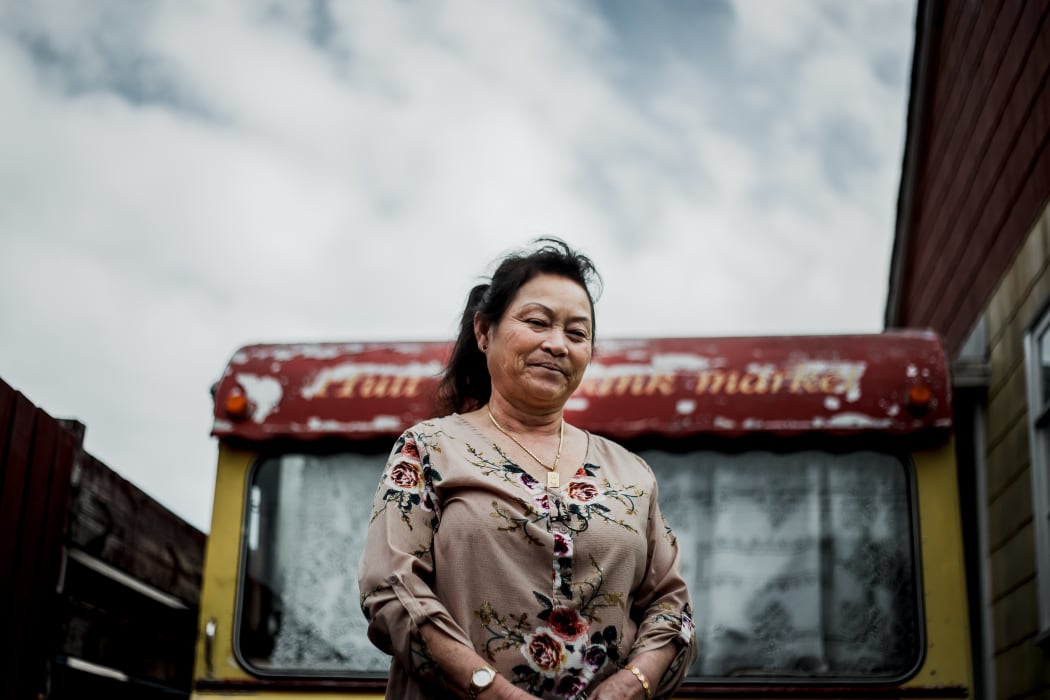 Mom Meng outside with her food truck in Lower Hutt, Wellington.