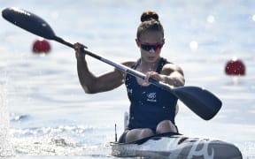 New Zealand's Lisa Carrington competes in the Women's Kayak Singe (K1) 200m competition at the Lagoa Stadium during the Rio 2016 Olympic Games in Rio de Janeiro on August 15, 2016.