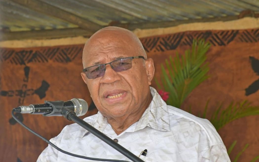 Fiji Prime Minister Sitiveni Rabuka speaks at the opening of the new Nabouwalu Water Treatment Plant, pictured on Jan. 22, 2025.